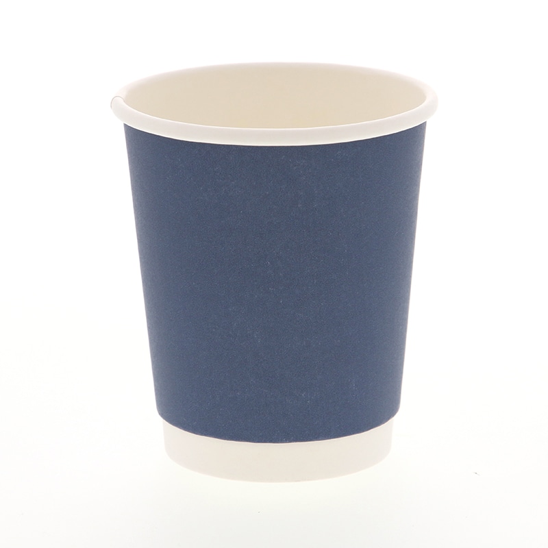 紙コップ 二重断熱カップ 8オンス(240ml) 口径80mm ネイビー 25個/袋