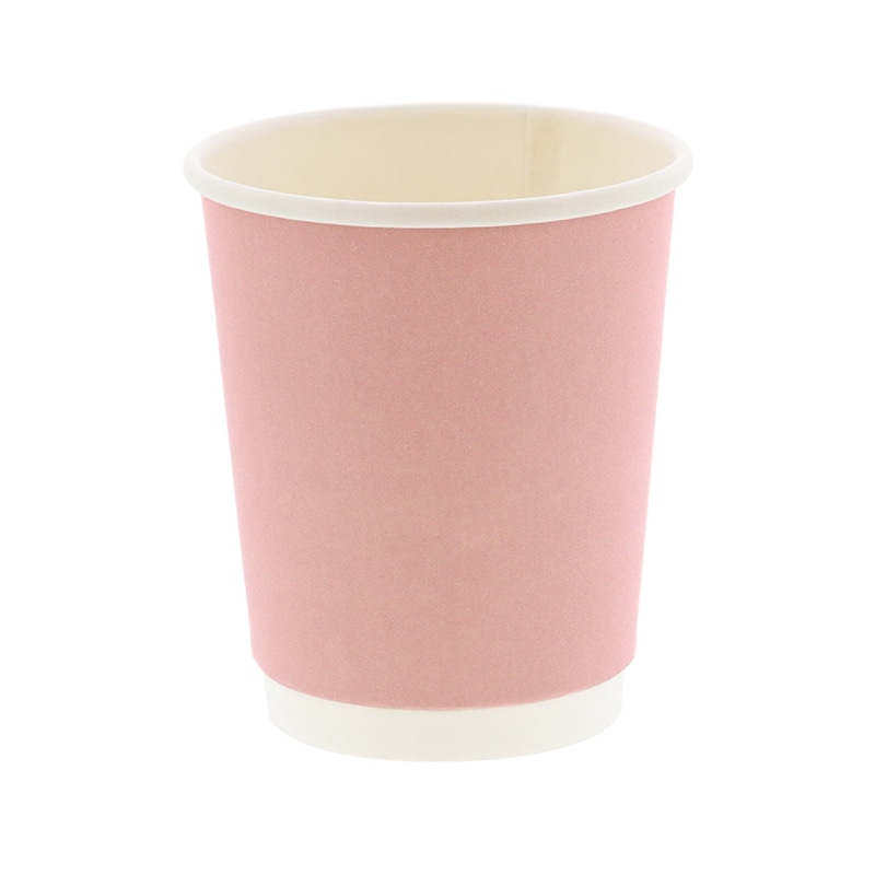 紙コップ 二重断熱カップ 8オンス(240ml) 口径80mm ピンク 25個/袋