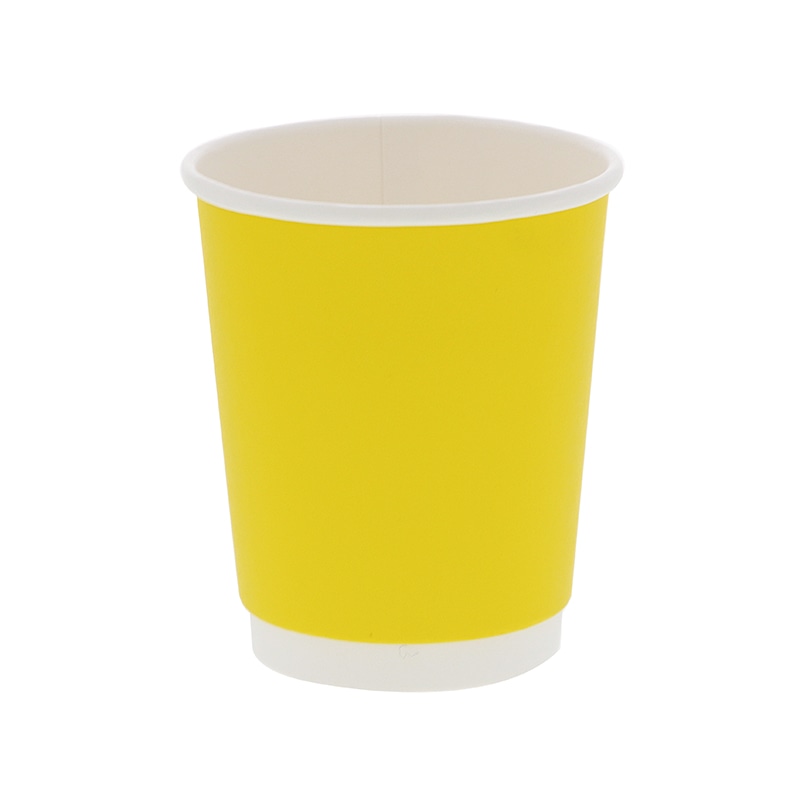 紙コップ 二重断熱カップ イエロー 8オンス(240ml) 口径80mm 25個/袋