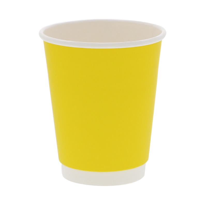 紙コップ 二重断熱カップ イエロー 12オンス(400ml) 口径90mm 25個/袋