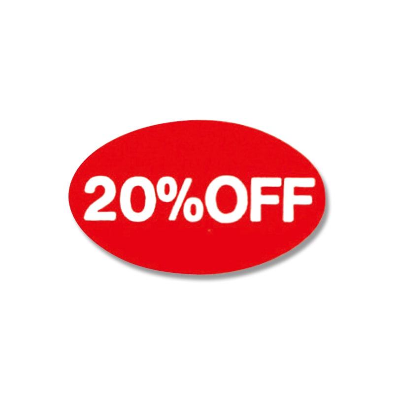 HEIKO タックラベル(シール) No.350 「20%OFF」 13x22mm 312片/束