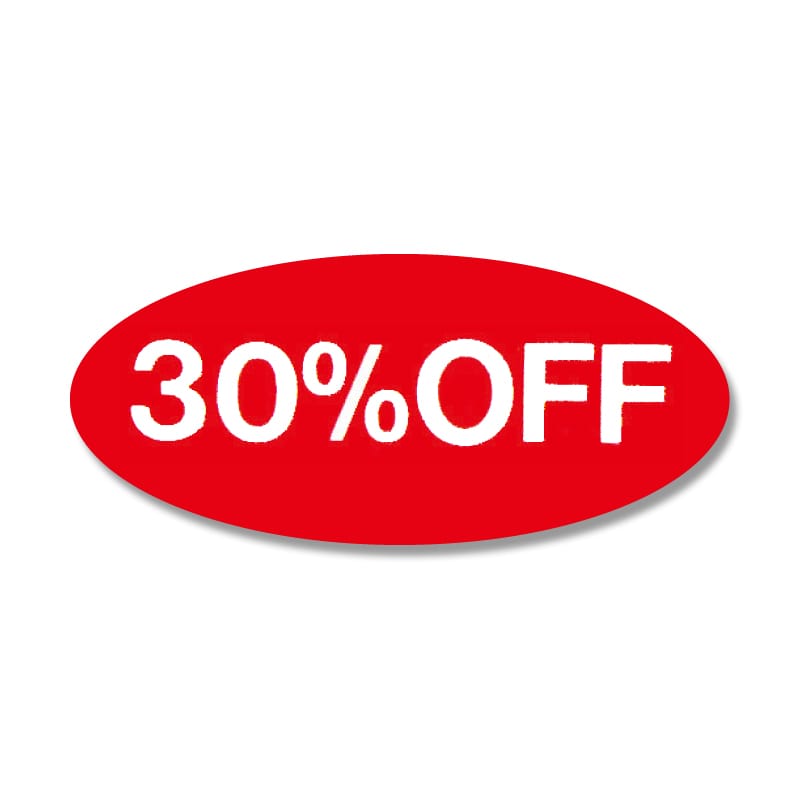 HEIKO タックラベル(シール) No.109 「30%OFF」 16x36mm 300片/束