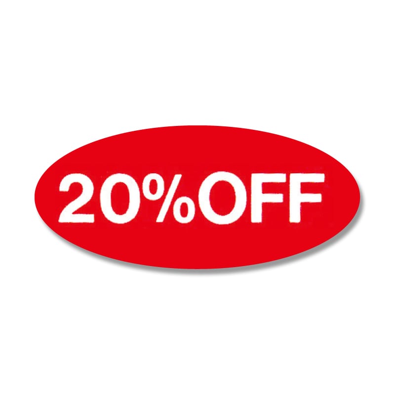 HEIKO タックラベル(シール) No.108 「20%OFF」 16x36mm 300片/束