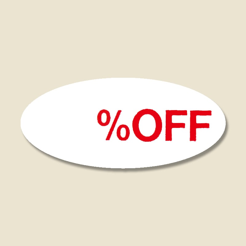 HEIKO タックラベル(シール) No.107 「 %OFF」 16x36mm 300片/束