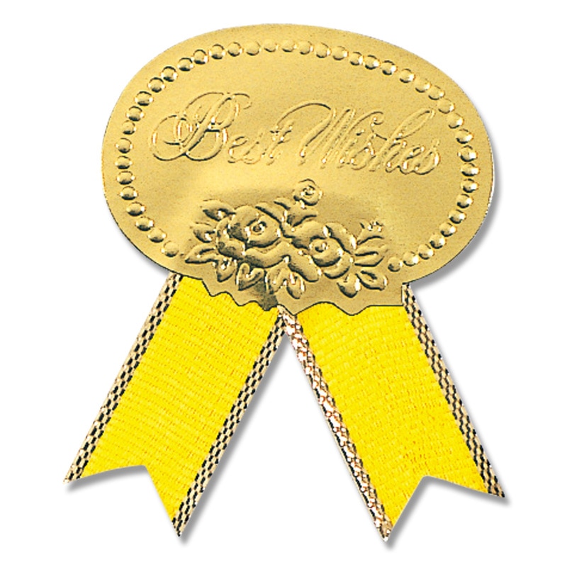 HEIKO ギフトシール(リボン付シール) M ベストウイッシュ 黄 54片/束