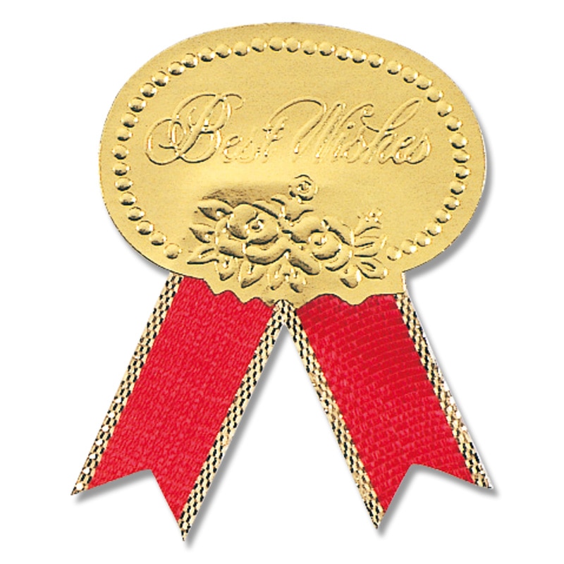 HEIKO ギフトシール(リボン付シール) M ベストウイッシュ 赤 54片/束