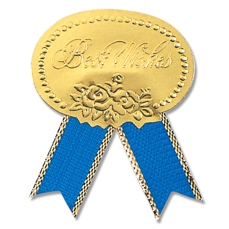 HEIKO ギフトシール(リボン付シール) M ベストウイッシュ 青 54片/束