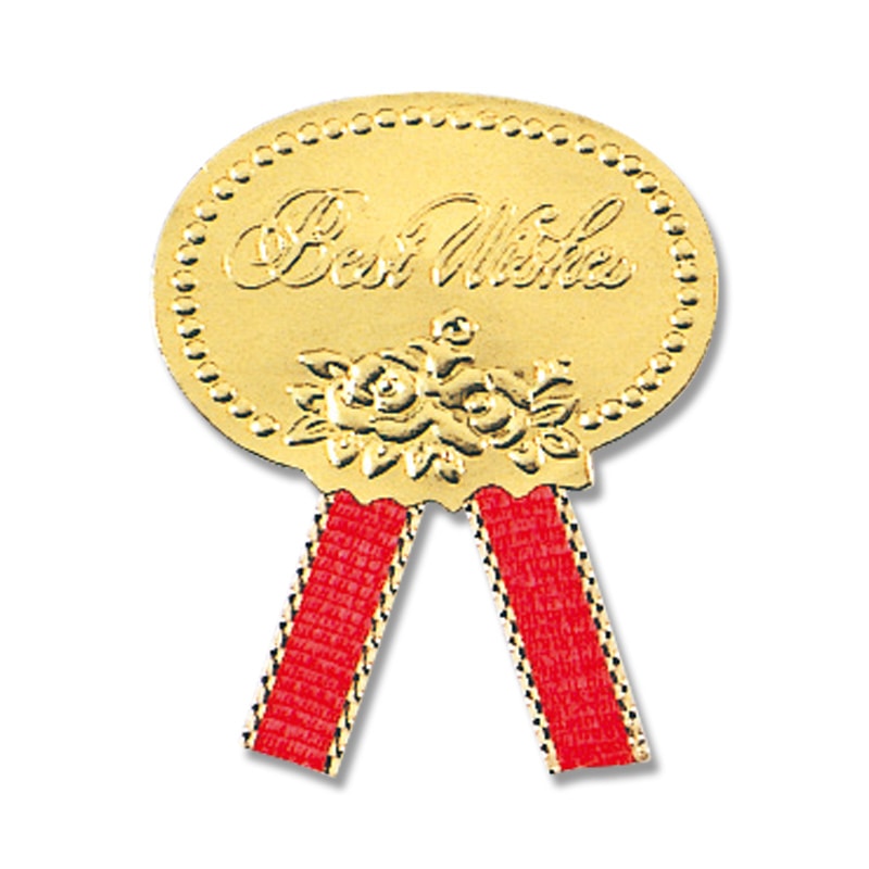 HEIKO ギフトシール(リボン付シール) S ベストウイッシュ 赤 56片/束