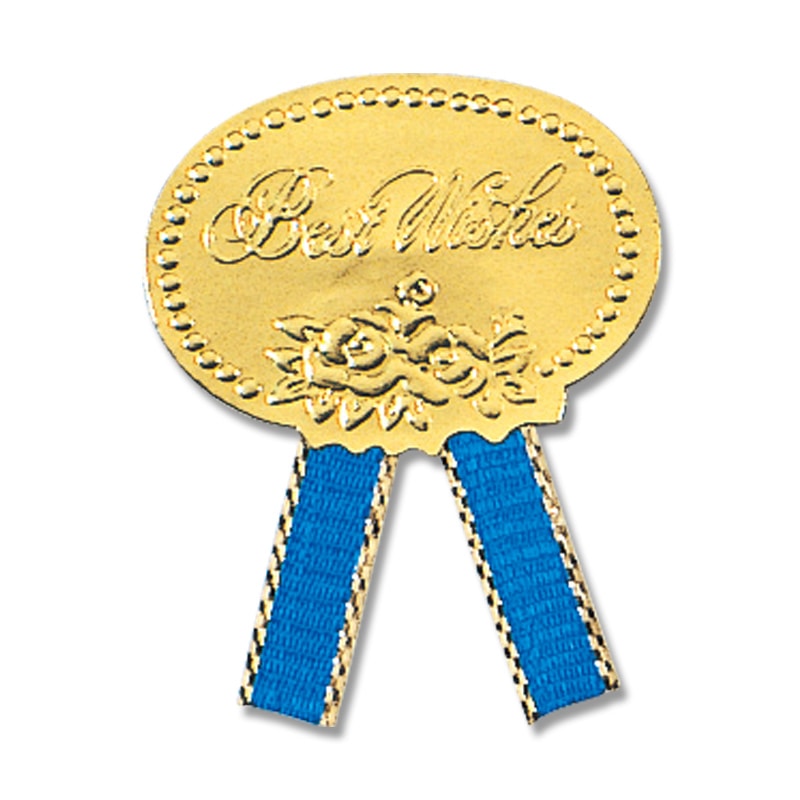 HEIKO ギフトシール(リボン付シール) S ベストウイッシュ 青 56片/束