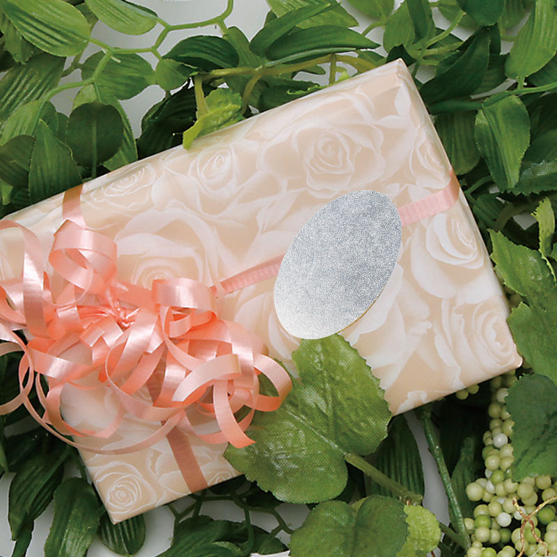 HEIKO ギフトシール オーバル 無地 銀 48片/束