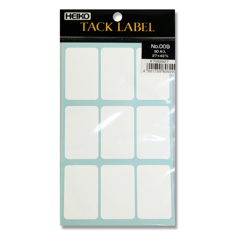 HEIKO タックラベル(シール) No.009 白無地 27x43mm 90片/束