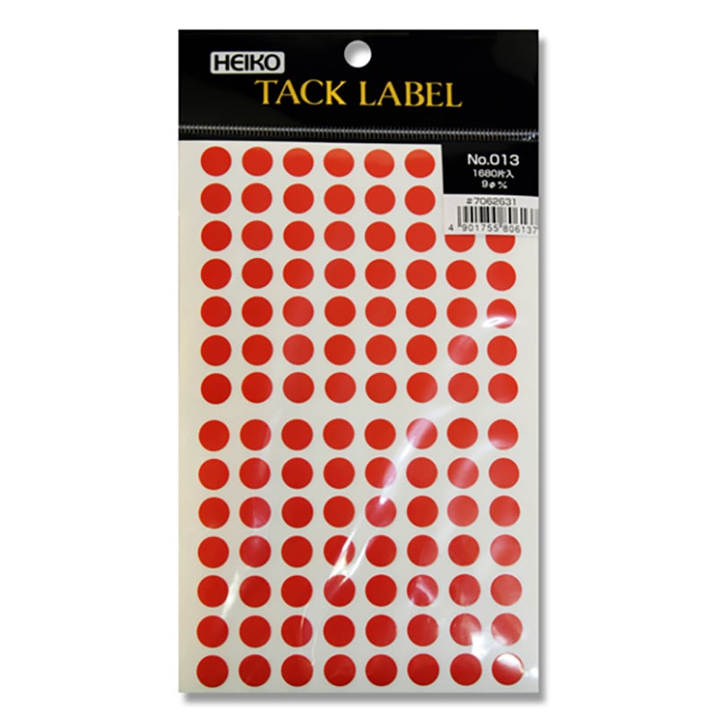 HEIKO タックラベル(シール) No.013 丸 赤 9mm 1680片/束