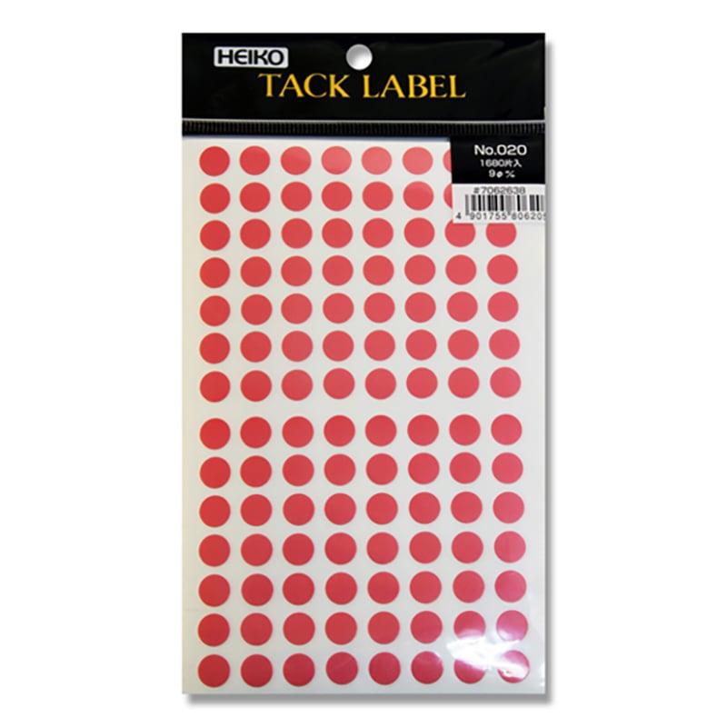 >HEIKO タックラベル(シール) No.020 丸 ピンク 9mm 1680片/束