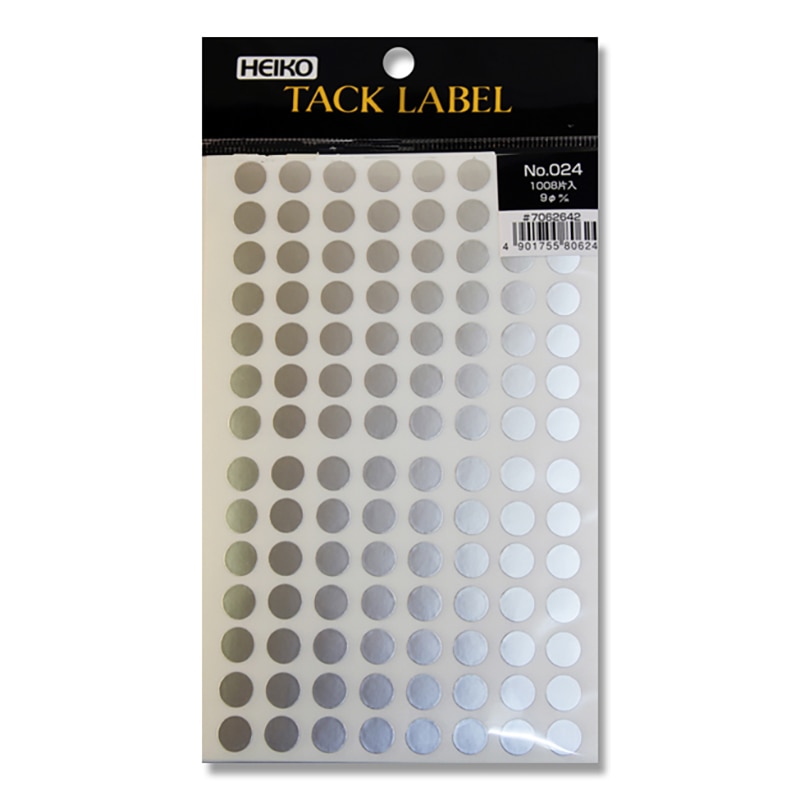 HEIKO タックラベル(シール) No.024 丸 銀 9mm 1008片/束