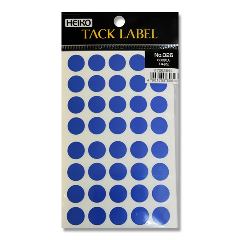 HEIKO タックラベル(シール) No.026 丸 青 14mm 680片/束