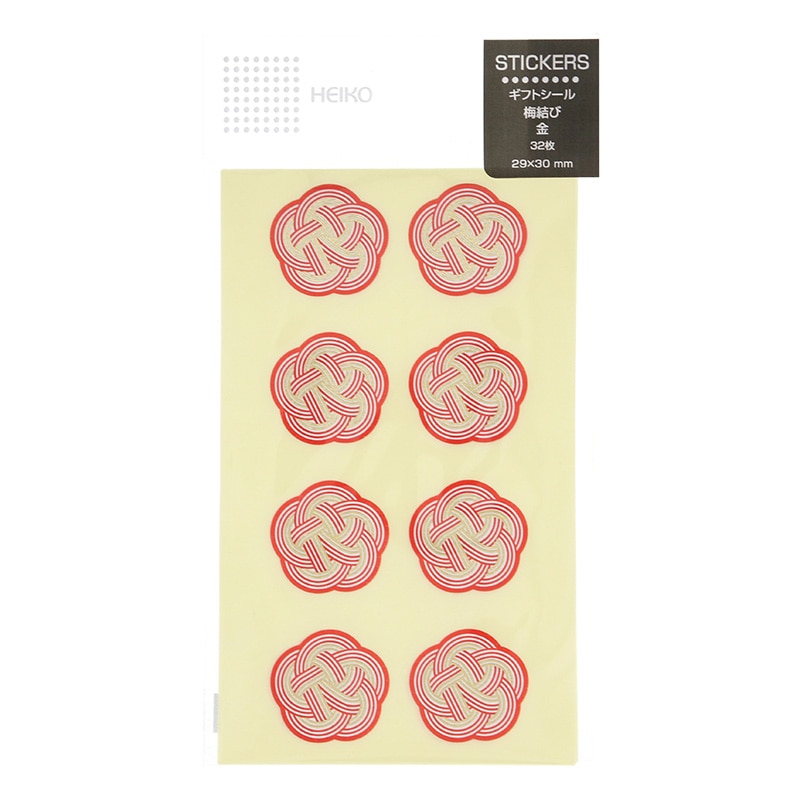 HEIKO ギフトシール(和風シール) 梅結び 金 32片/束