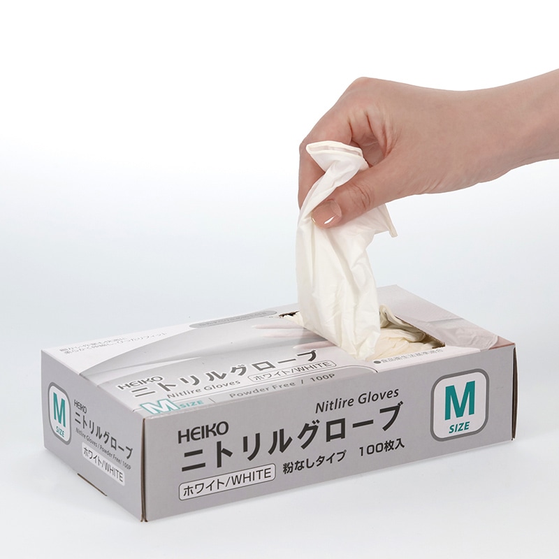 HEIKO ニトリルグローブ ホワイト M 100枚/箱