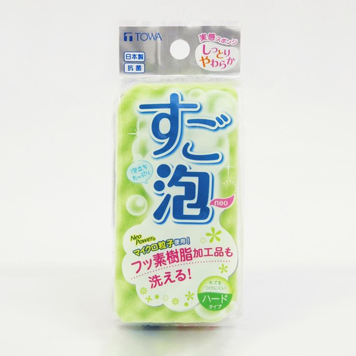 東和産業 すご泡Neo ハードスリムスポンジ グリーン 1個（ご注文単位10個）【直送品】