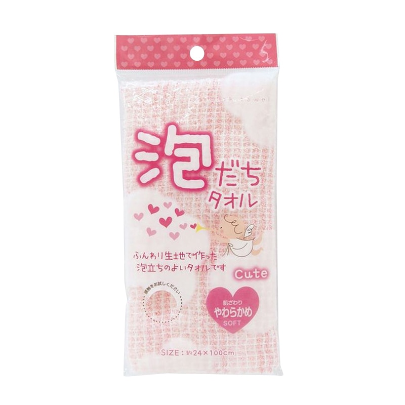 東和産業 Purest care 泡立ちタオル キュート ピンク 1個(ご注文単位10個)【直送品】
