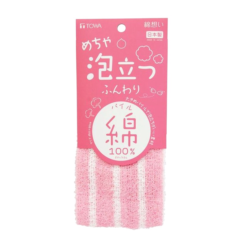 東和産業 綿想いめちゃ泡立つ パイル綿100%タオル ピンク 1個(ご注文単位5個)【直送品】
