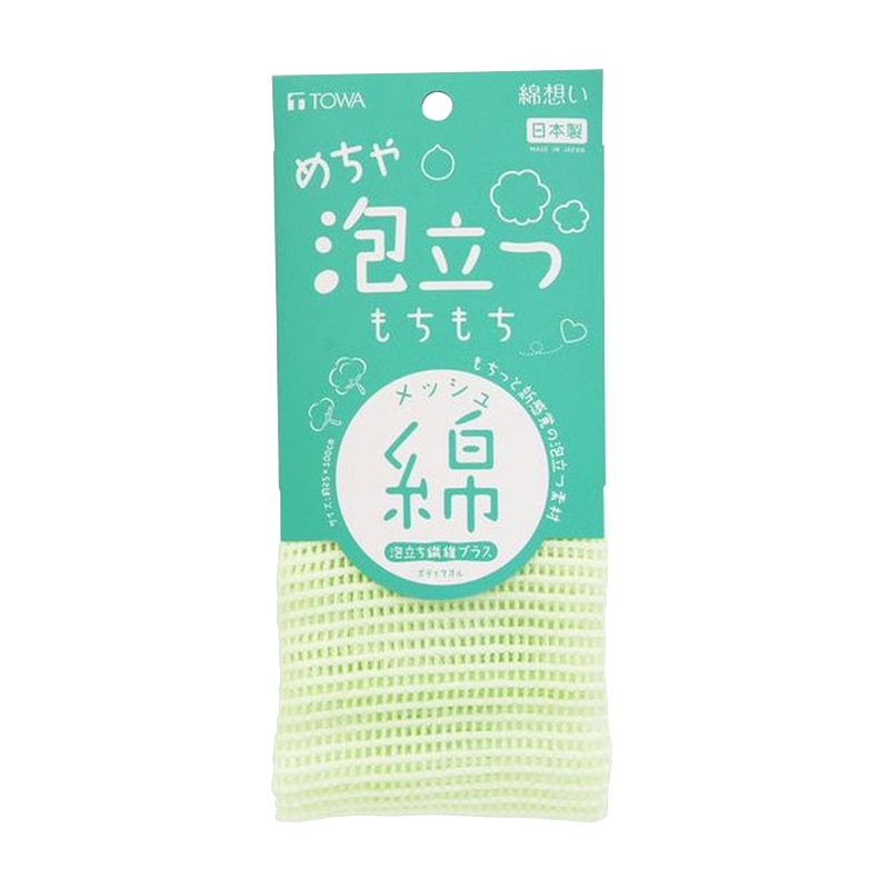 東和産業 綿想いめちゃ泡立つ もちもち綿タオル グリーン 1個(ご注文単位5個)【直送品】