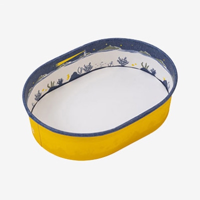 東洋アルミエコープロダクツ 紙容器 耐熱性紙カップ 楕円型 16×12 海 ネイビー/イエロー K9161Z 100枚/袋(ご注文単位6箱)【直送品】