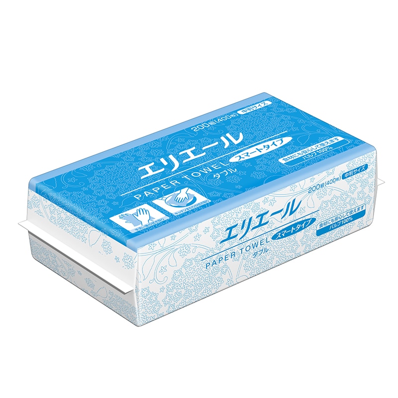 大王製紙 ペーパータオル エリエール スマートタイプ ダブル 中判 200枚/パック