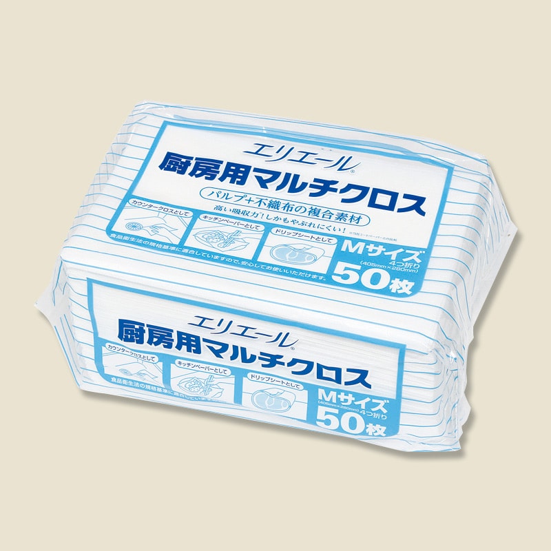 大王製紙 エリエール 不織布クロス 厨房用マルチクロス Mサイズ 50枚/袋