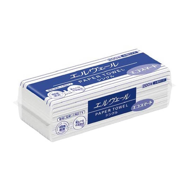 大王製紙 ペーパータオル エルヴェール エコスマート エコノミー シングル 小判 200枚/袋