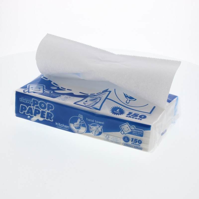 トライフ ペーパータオル タウパーポップペーパー 白 大判 150枚/袋