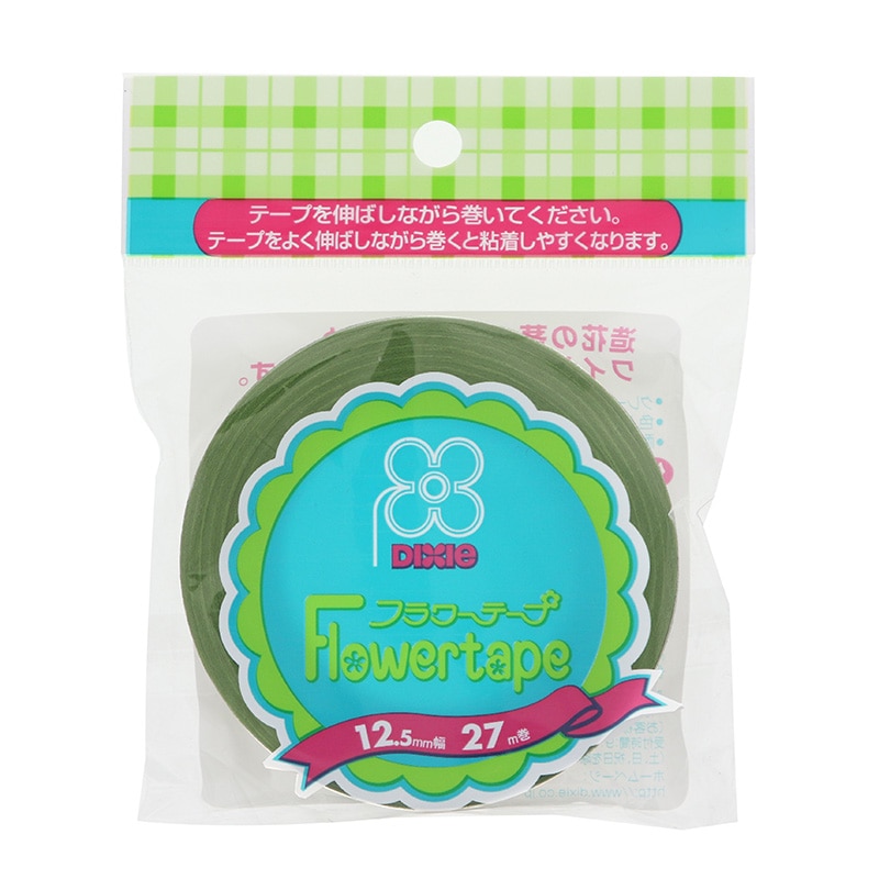 日本デキシー フラワーテープ 幅12.5mm×27m巻 ライトグリーン 1巻