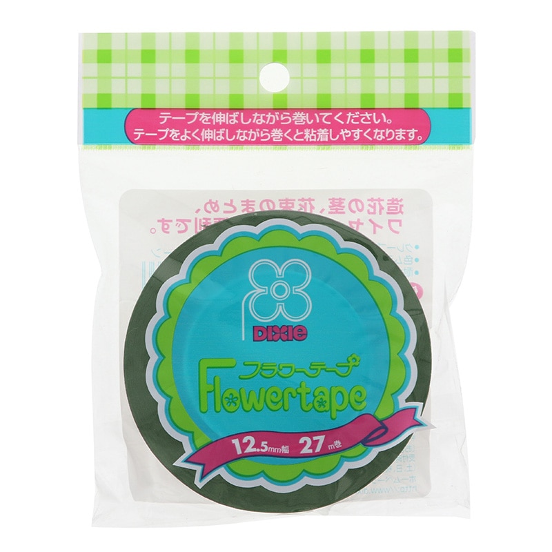 日本デキシー フラワーテープ 幅12.5mm×27m巻 モスグリーン 1巻
