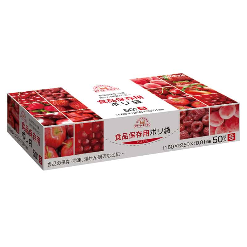 日本サニパック スマートキッチン 食品保存用ポリ袋 半透明 S 0.01mm 50枚入 KS06 1冊（ご注文単位24冊）【直送品】