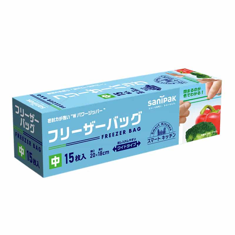 日本サニパック スマートキッチン フリーザーバッグ 中 15枚 KS-37 1冊（ご注文単位30冊）【直送品】