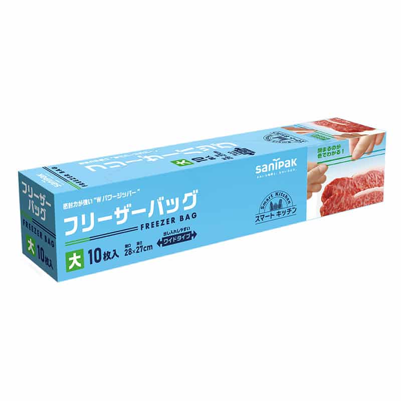 日本サニパック スマートキッチン フリーザーバッグ 大 10枚 KS-38 1冊（ご注文単位30冊）【直送品】