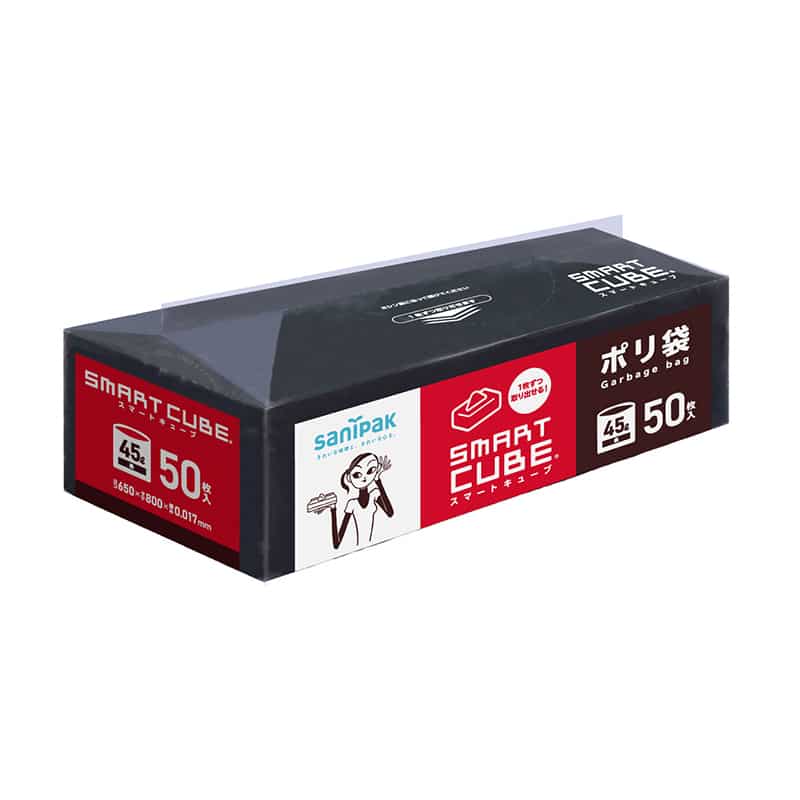 日本サニパック ポリ袋 スマートキューブ 黒 45L 0.017mm 50枚入 SC52 1冊（ご注文単位12冊）【直送品】