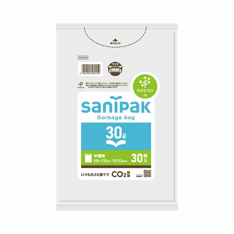 日本サニパック サニパックポリ袋 ノクーイン 半透明 30L 0.013mm 30枚入 CUH34 1冊（ご注文単位30冊）【直送品】