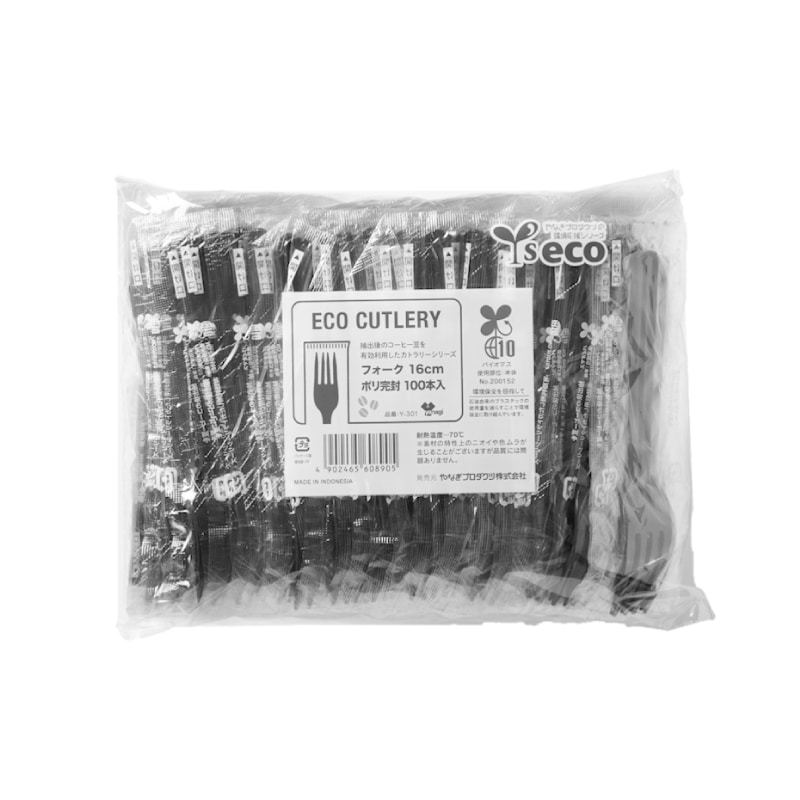 やなぎプロダクツ プラスチックフォーク コーヒーバイオフォーク Y-301 単袋 16cm 100本/袋