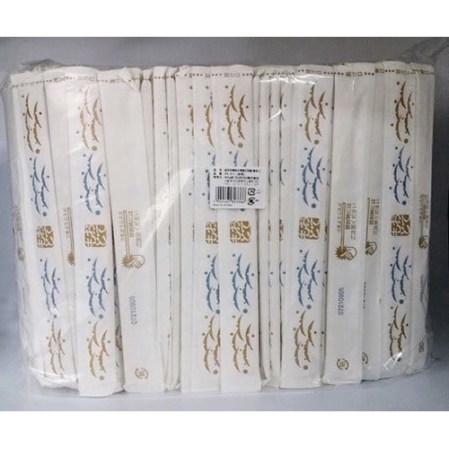 やなぎプロダクツ 割箸　紙完封　波柄　植林元禄箸 20.3cm　楊枝入　500膳 PK-011 1袋（ご注文単位8袋）【直送品】