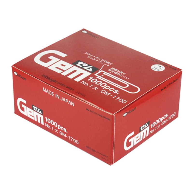 ミツヤ ゼムクリップ No.1 大 1000本紙箱入 GM-1700 1個（ご注文単位5個）【直送品】