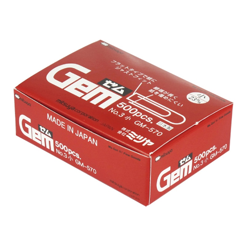 ミツヤ ゼムクリップ No.3 小 500本紙箱入 GM-570 1個（ご注文単位10個）【直送品】