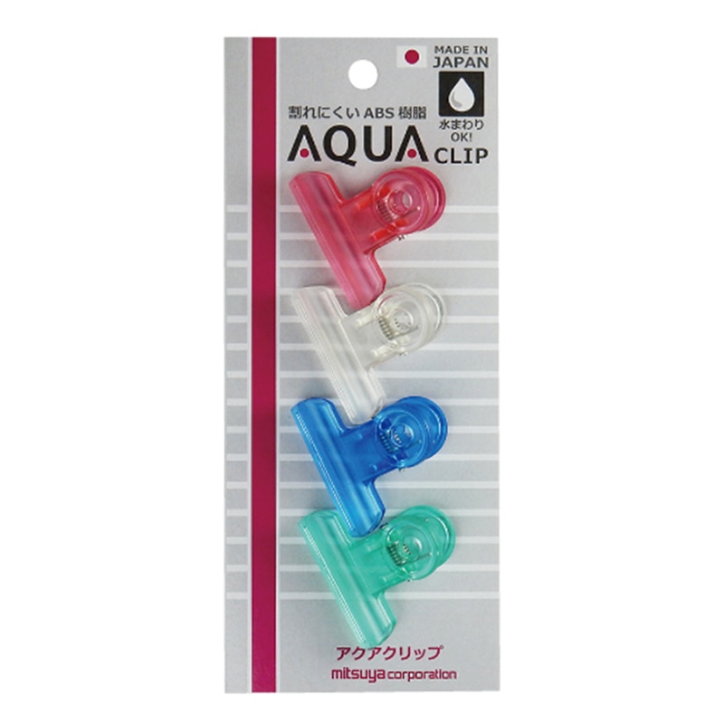 ミツヤ クリアクリップ アクア 小 4個パック PCC-02P 1個（ご注文単位10個）【直送品】
