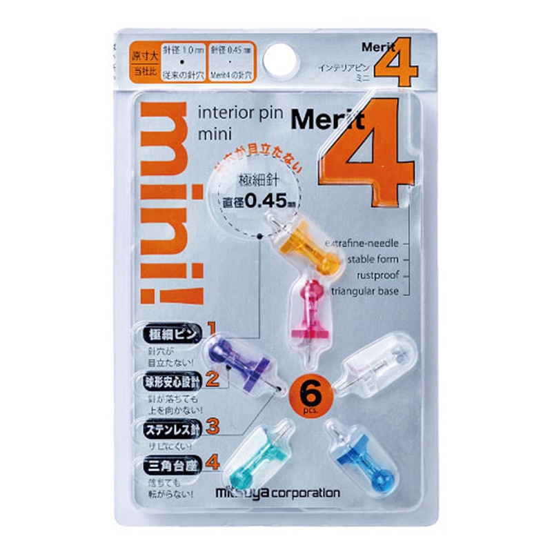ミツヤ インテリアピンミニ アソート 6本入 DMM-6P-AS 1個(ご注文単位5個)【直送品】