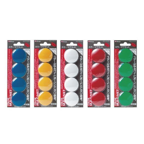 ミツヤ カラーマグネット 40mm 4個パック CM-40P 1個（ご注文単位10個）【直送品】