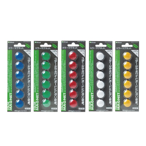 ミツヤ カラーマグネット 20mm 6個パック CM-20P 1個（ご注文単位10個）【直送品】
