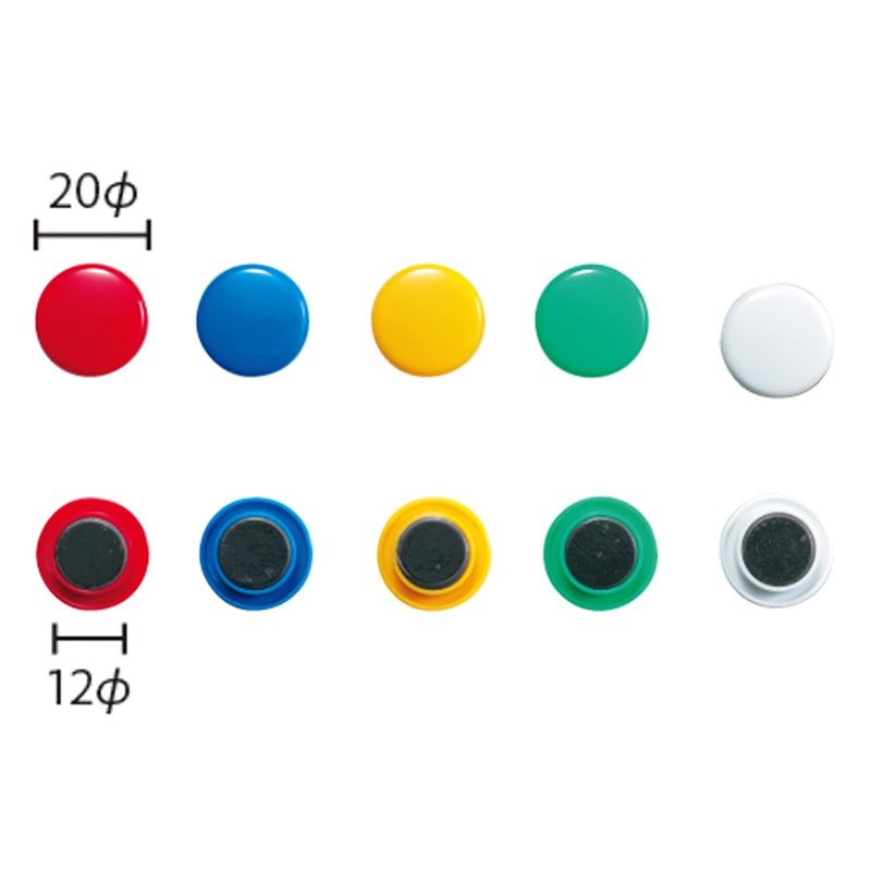 ミツヤ カラーマグネット 20mm 混色アソート 6個パック CMKA-20P 1個(ご注文単位10個)【直送品】