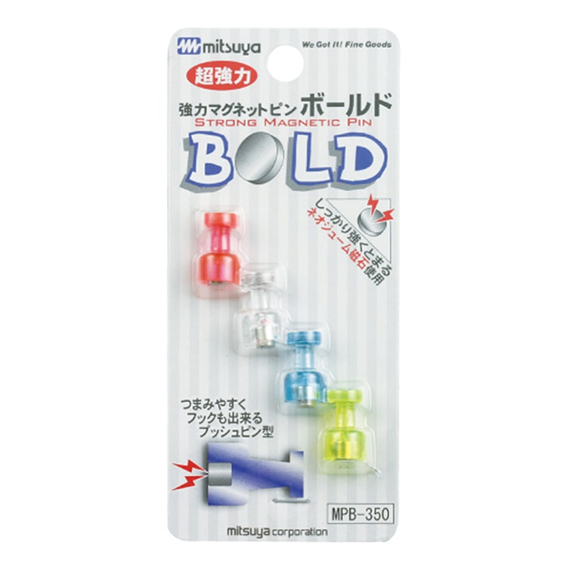 ミツヤ 強力マグネットピン ボールド 4個入 MPB-350 1個（ご注文単位5個）【直送品】