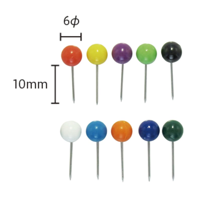 ミツヤ マップピン 6mm 混色 45本箱入 BX1-MP6AS 1個(ご注文単位5個)【直送品】