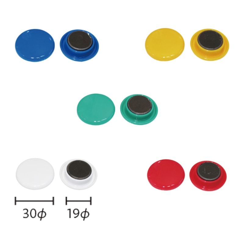 ミツヤ カラーマグネット 30mm 色込 10個箱入 BX2-CM30AS 1個（ご注文単位5個）【直送品】