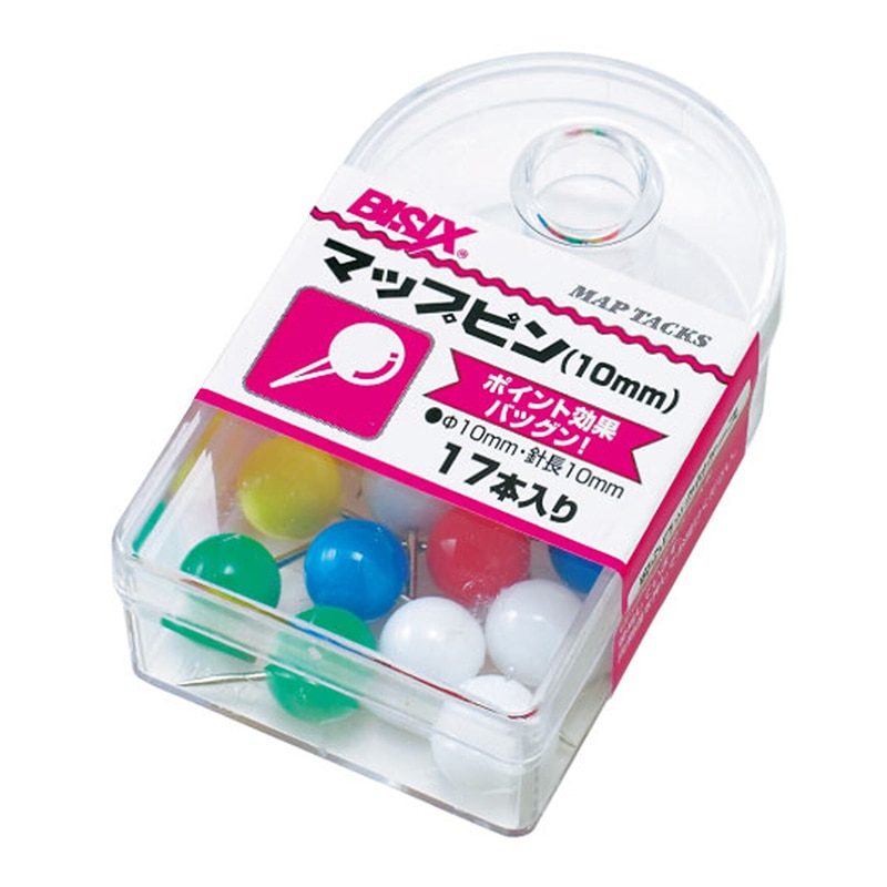 ミツヤ マップピン 10mm 5色込 17本箱入 BX1-7-AS 1個（ご注文単位5個）【直送品】
